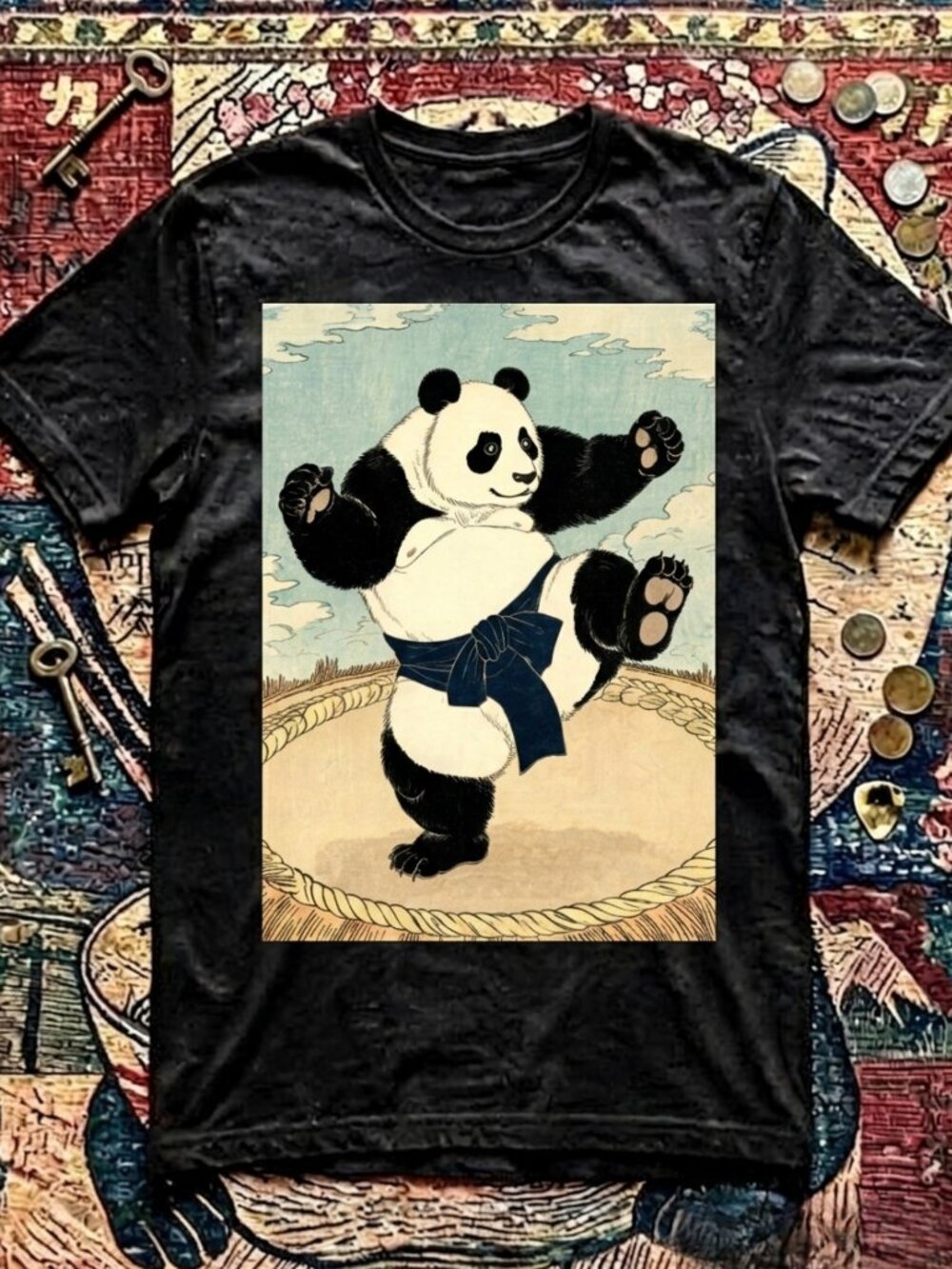 Vintage Japanese Sumo Panda Graphic T-Shirt Unisex Y2K Anime Streetwear